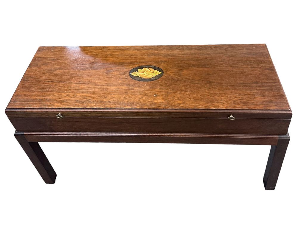 Lot 115: FEDERAL STYLE INLAID CAMPAIGN CHEST ON STAND