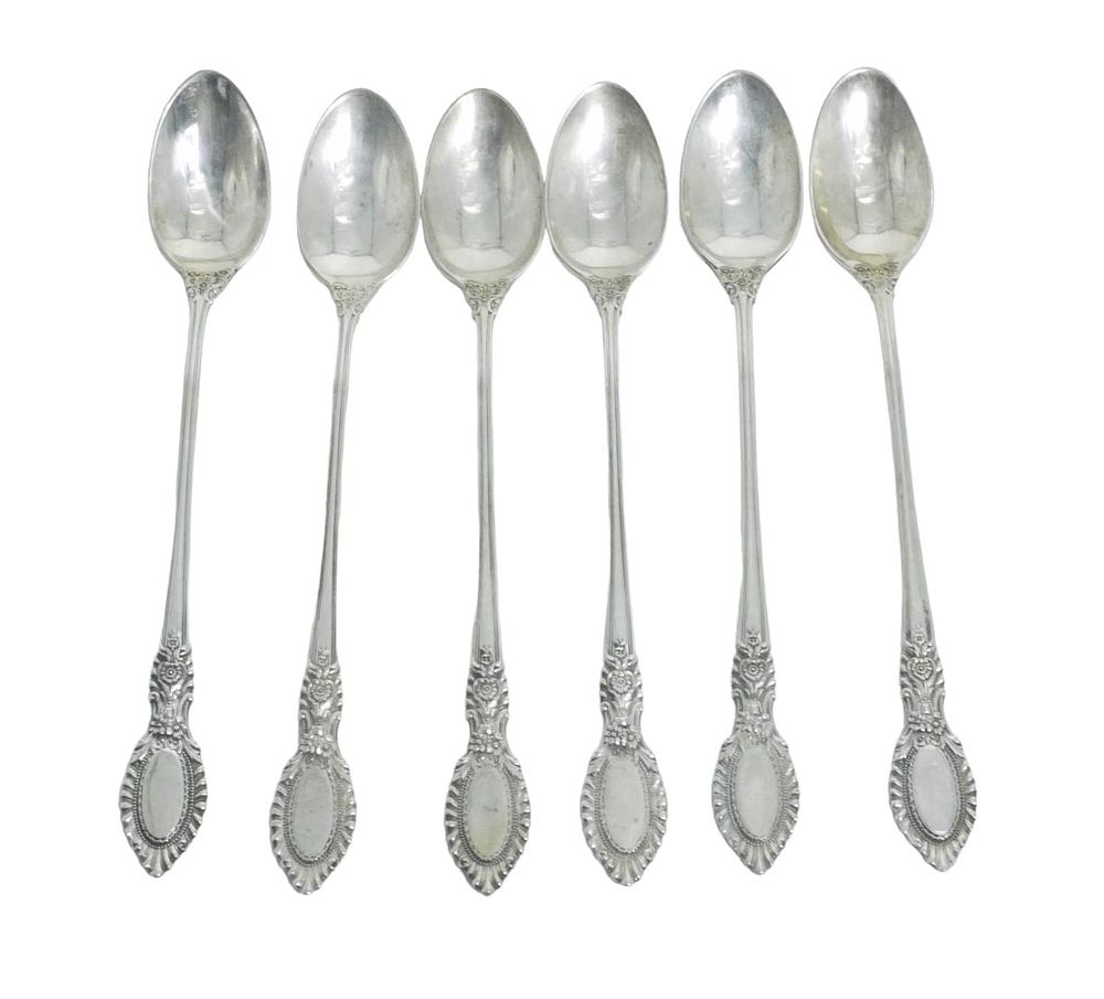Lot 151: 6 STERLING SILVER GUILDHALL REED & BARTON ICED TEA SPOONS