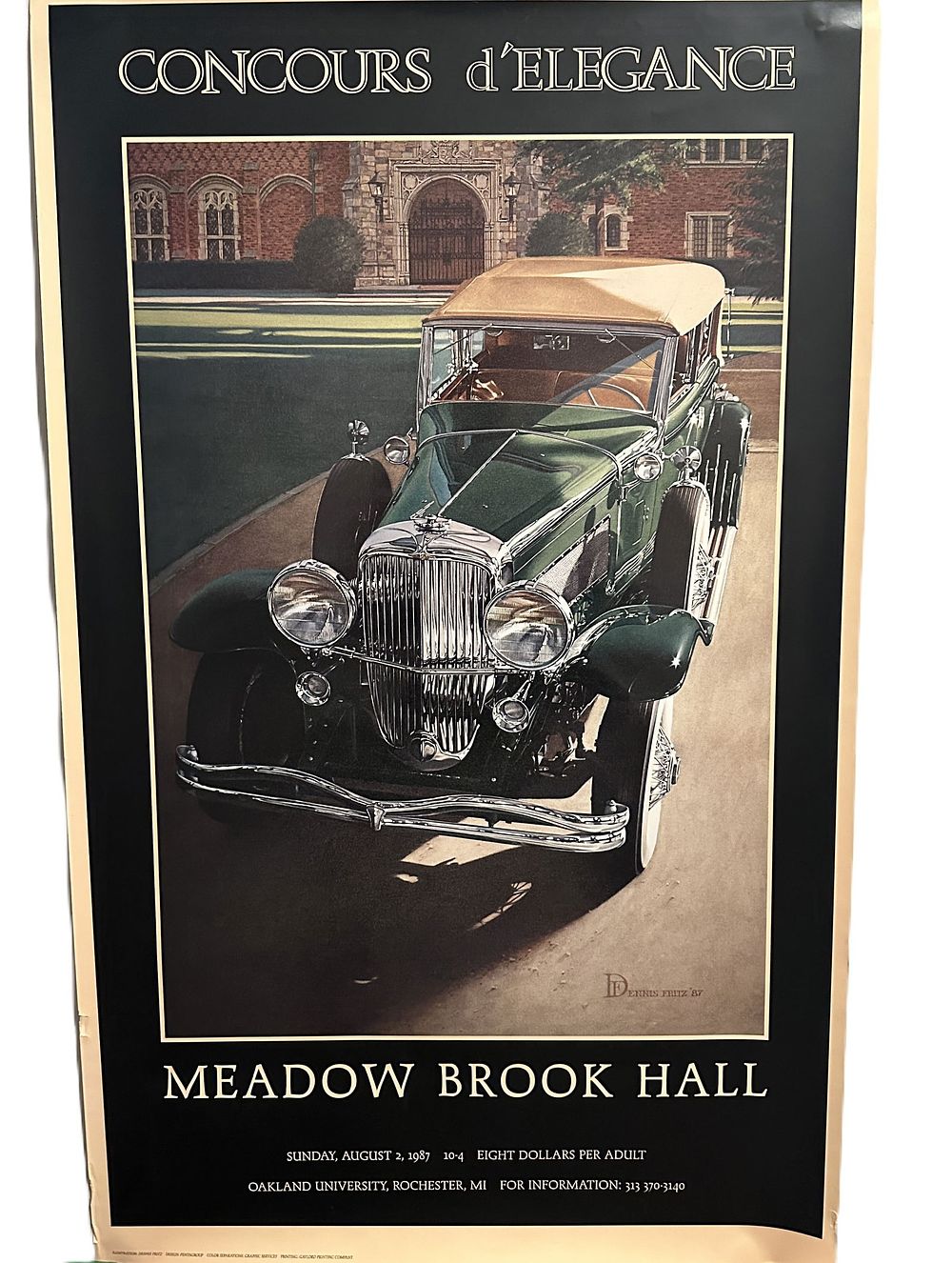 Lot 209: VINTAGE 1987 MEADOW BROOK HALL CONCOURS DUESENBERG PHAETON POSTER DENNIS FRITZ