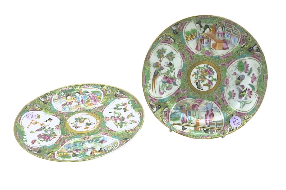 Lot 214: PAIR (2) ANTIQUE CHINESE EXPORT ROSE MEDALLION PLATES