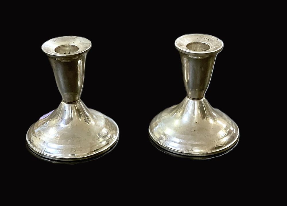 Lot 219: VINTAGE STERLING SILVER CANDLESTICKS