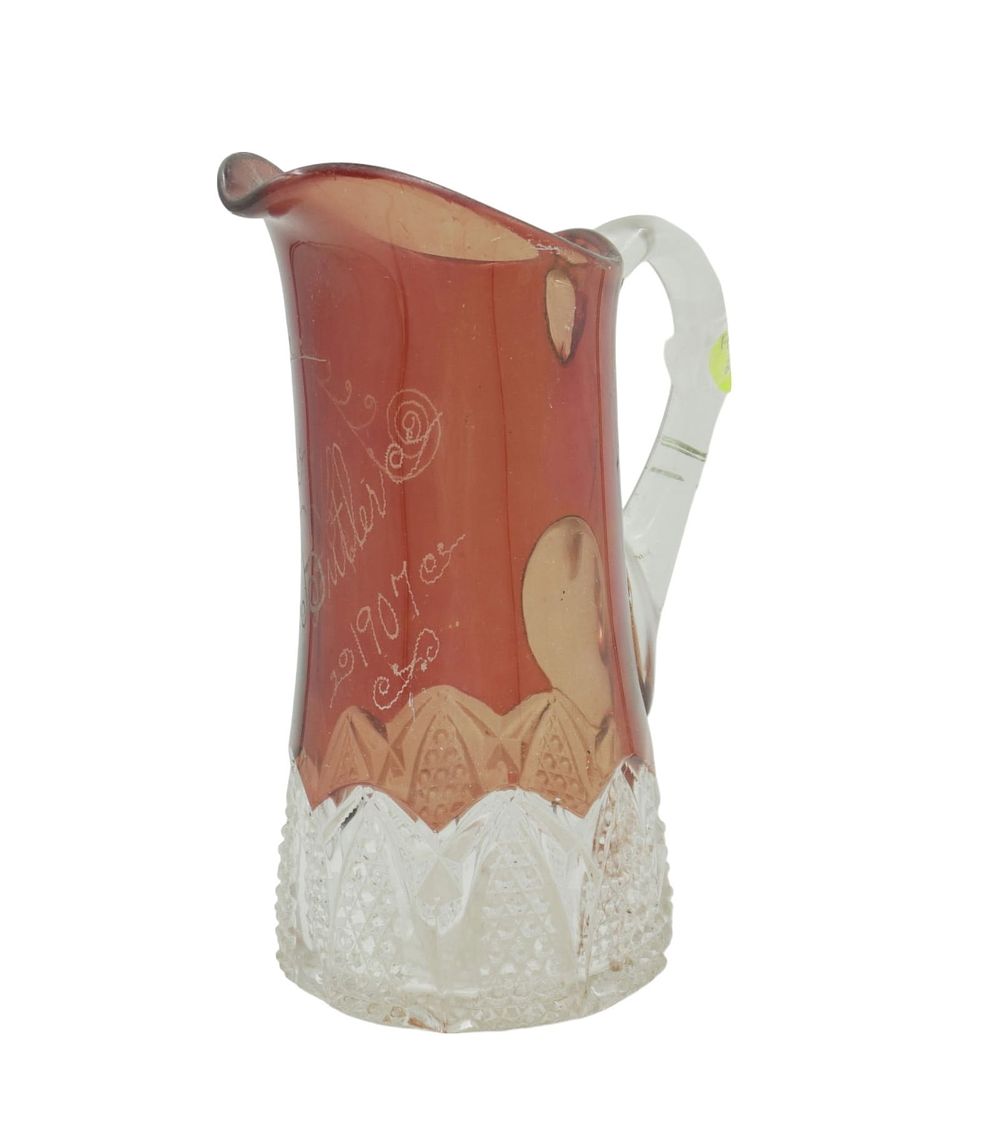 Lot 231: ANTIQUE 1907 RUBY FLASH SOUVENIR PITCHER