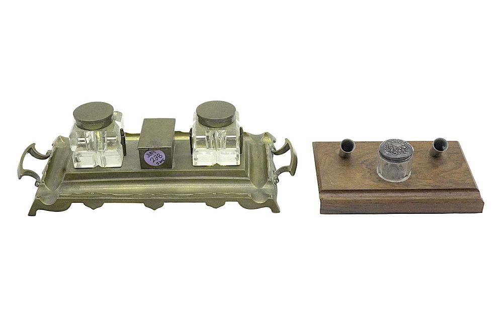 Lot 238: TWO ANTIQUE AND VINTAGE INKWELLS