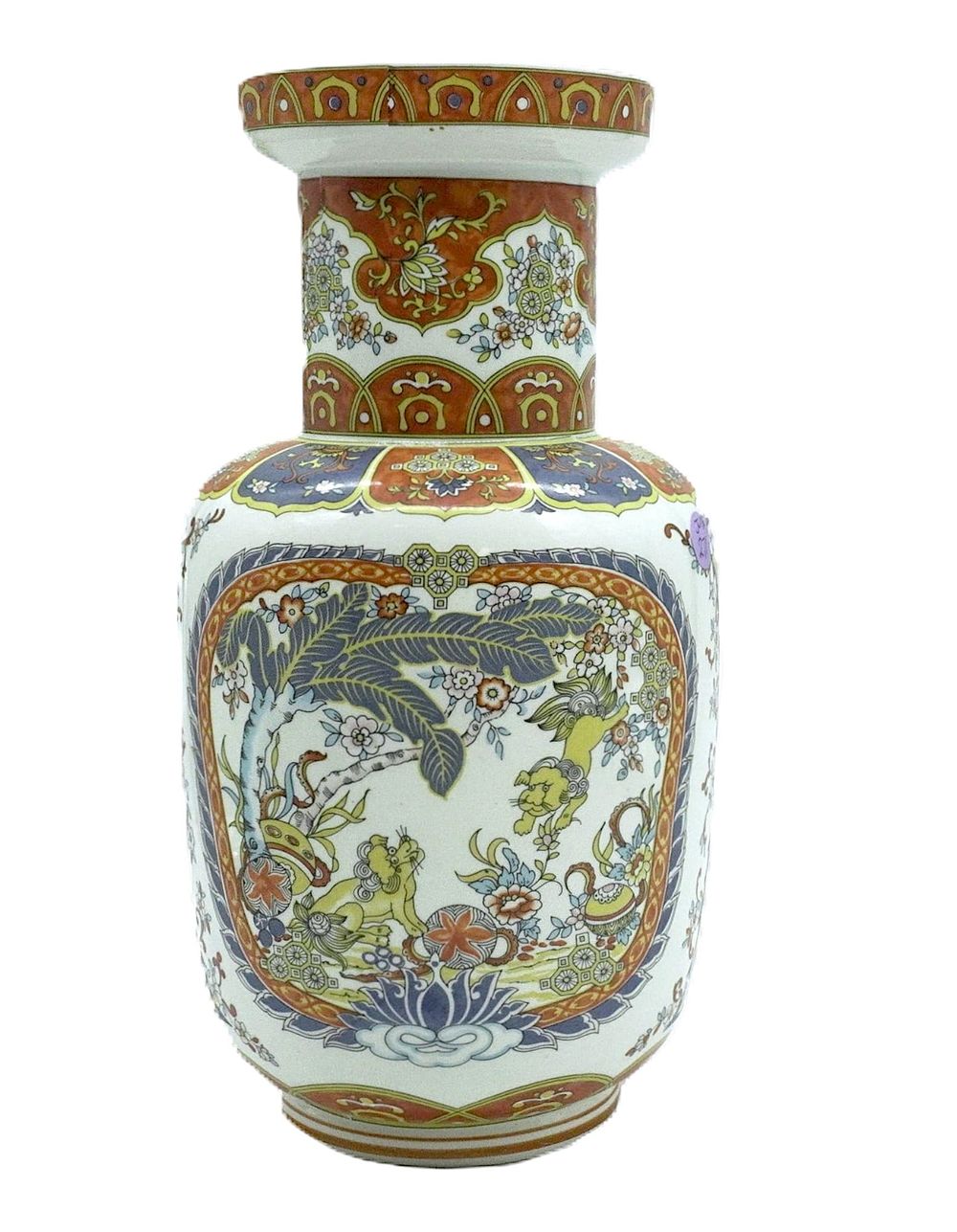 Lot 271: VINTAGE SHI SHI AT PLAY PORCELAIN VASE 14"