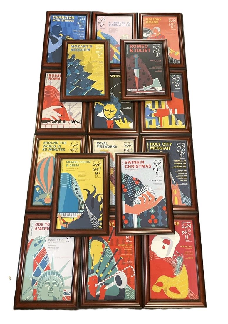 Lot 285: 16 FRAMED CHARLESTON SYMPHONY POSTERS