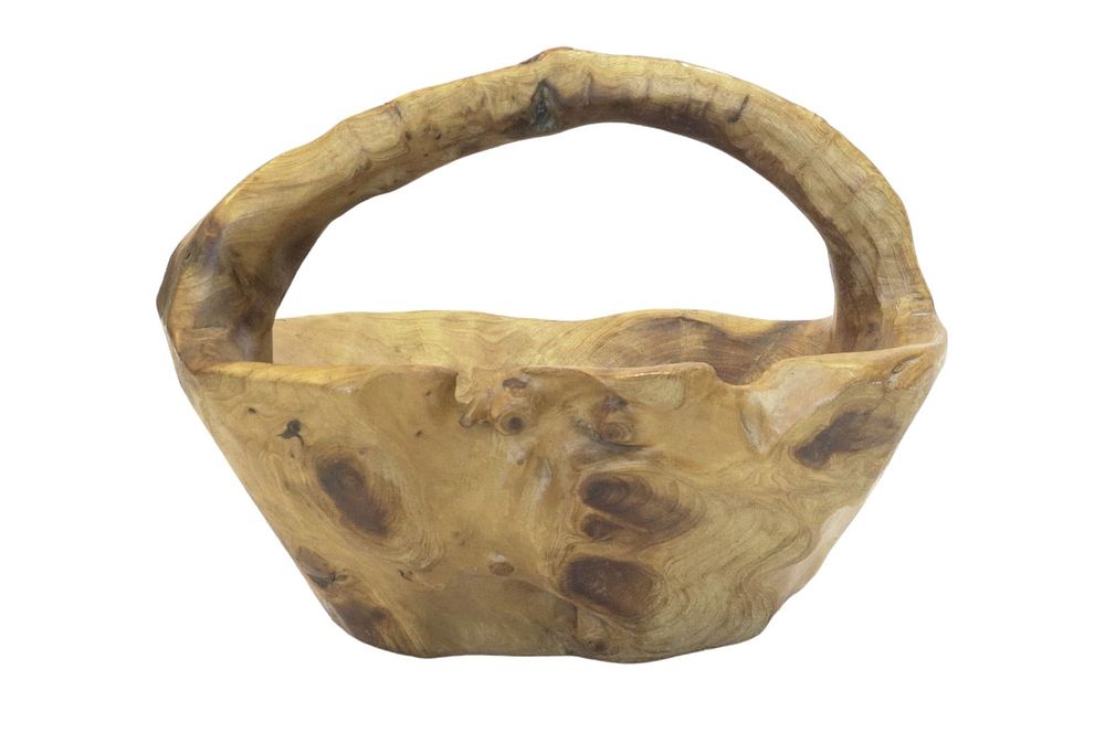 Lot 348: VINTAGE BURLWOOD CARVED BASKET