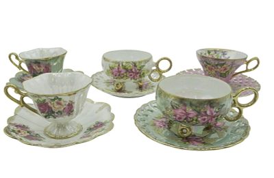 10 PC ROYAL HALSEY LUSTERWARE. 10 pieces of vintage Royal Halsey Lusterware including 5 Cups and 