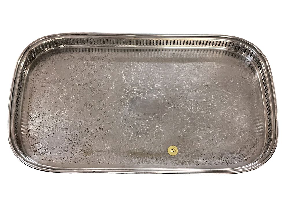 Lot 12: WM A RODGERS SILVER PLATED GALLERY TRAY