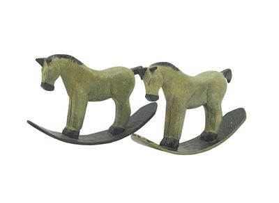 2 BRONZE COLD PAINTED FOLK ART ROCKING HORSE. 2 Cold Painted Bronze Rocking Horses. Folk Art. 