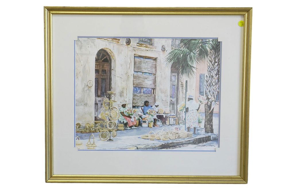 GORDON WHEELER CHARLESTON MARKET. Gordon Wheeler limited edition #55/1000 lithograph Gullah 