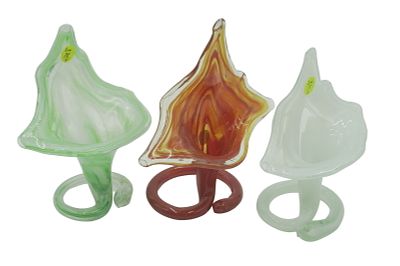 3 VINTAGE JACK IN THE PULPIT BLOWN ART GLASS. 3 Vintage Blown Art Glass Jack in the Pulpit Vases 