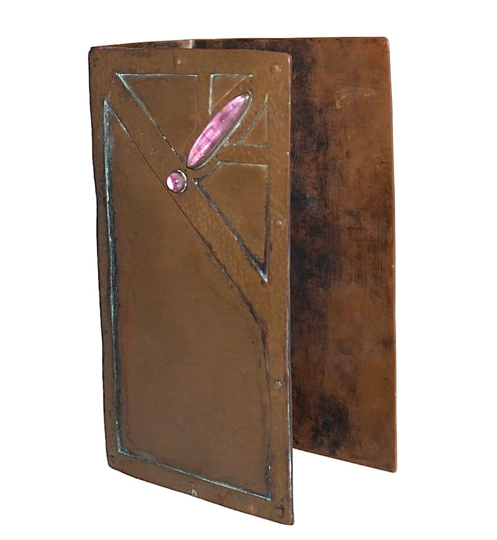 Lot 42: ARTS & CRAFTS HAND HAMMERED COPPER BOOK COVER