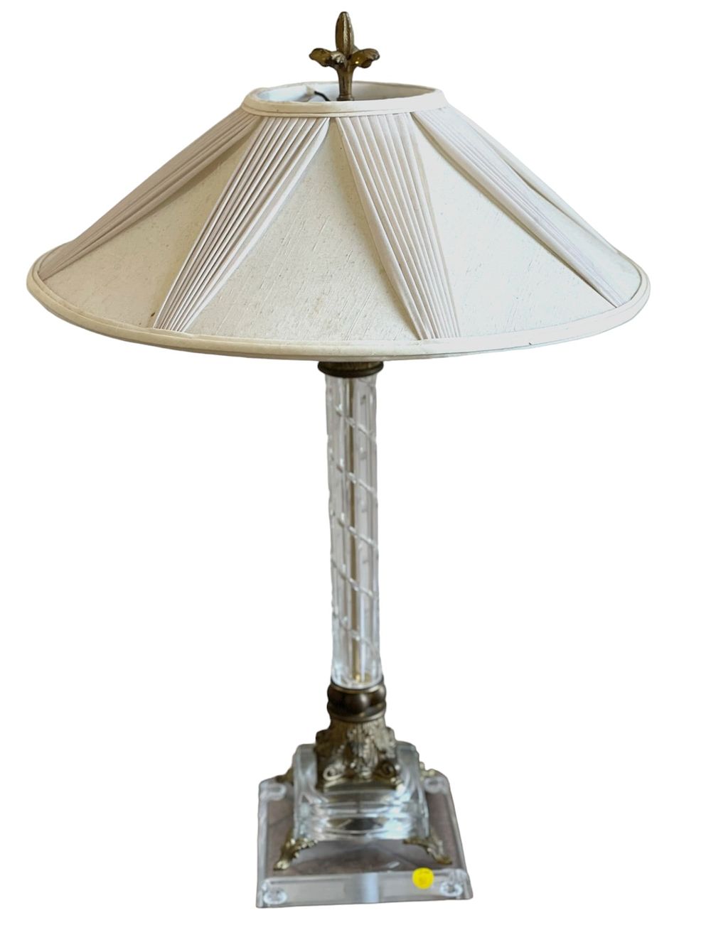 Lot 51: VINTAGE CRYSTAL CORINTHIAN COLUMN TABLE LAMP