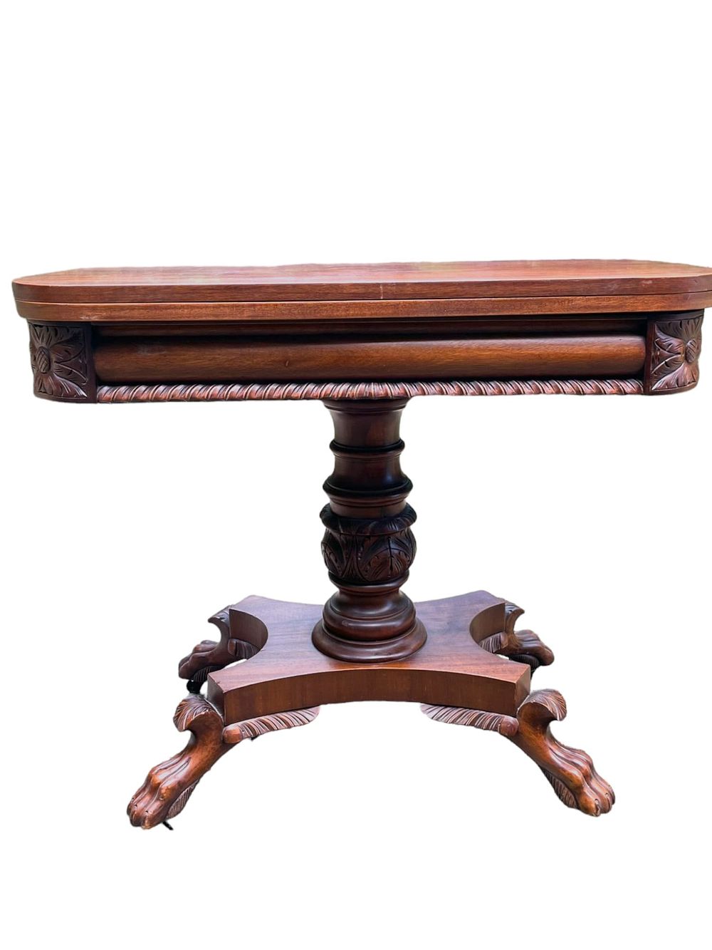 Lot 55: FEDERAL CARVED PAW FOOT GAMES TABLE