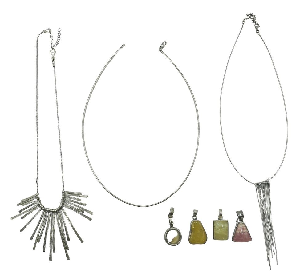 Lot 68: LOT OF STERLING SILVER NECKLACES - 7 PIECES