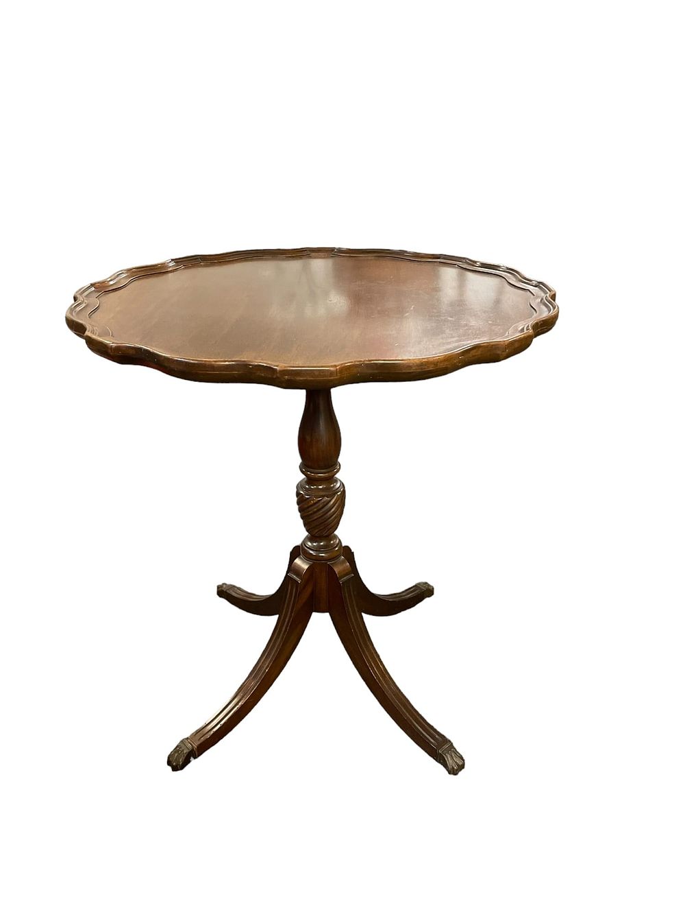 Lot 91: VINTAGE BRANDT SOLID MAHOGANY PIECRUST TABLE