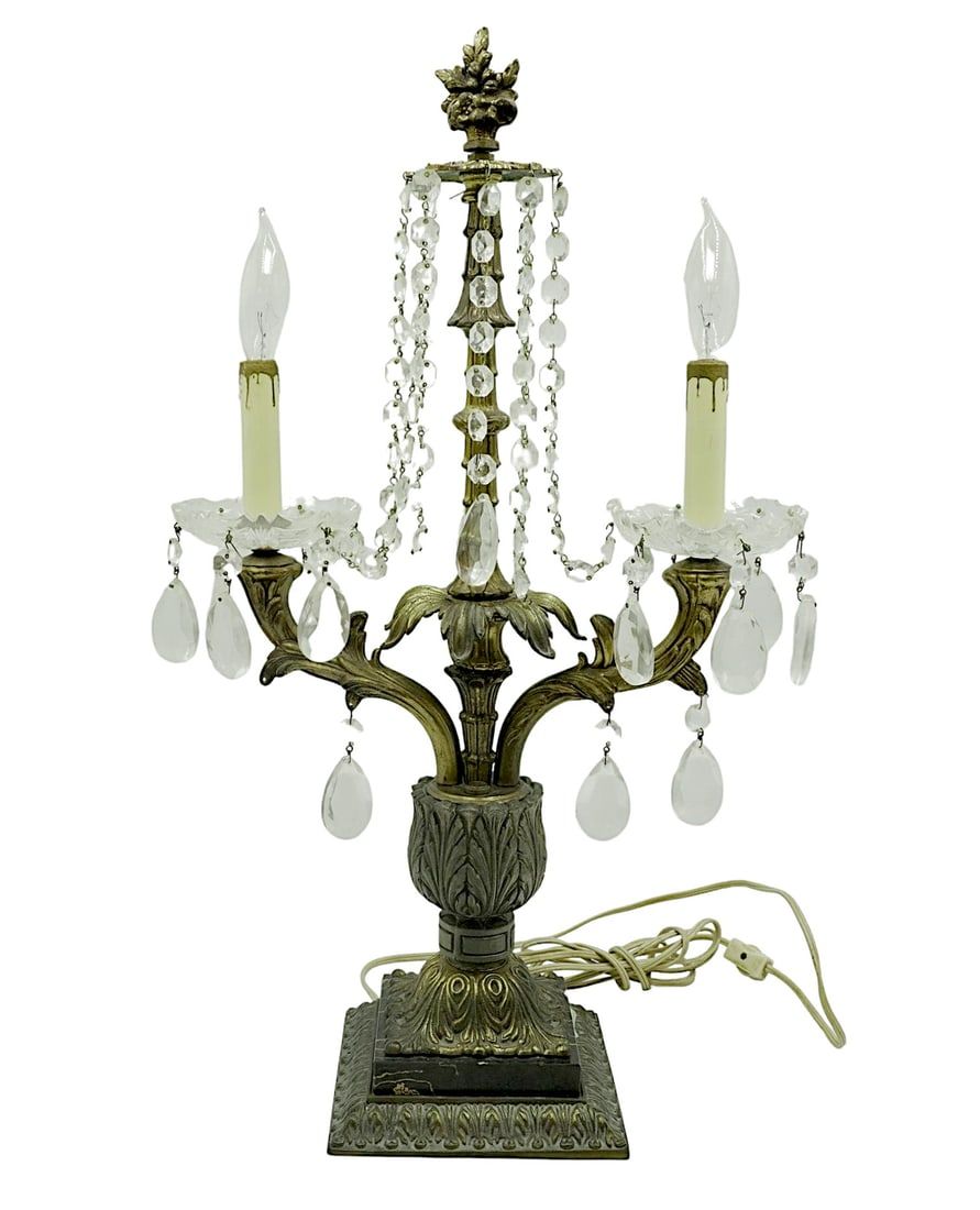 Lot 95: MID CENTURY ITALIAN CANDELABRA LAMP MARBLE BASE