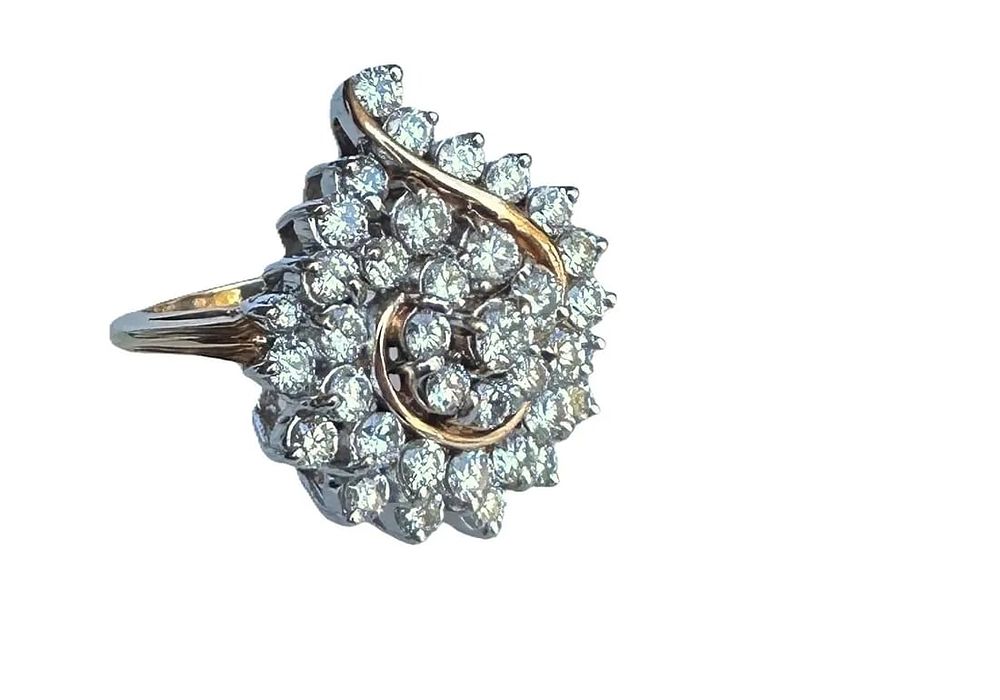 Lot 129: LADIES ESTATE 14k DIAMOND RING 2.25CT SIZE 7