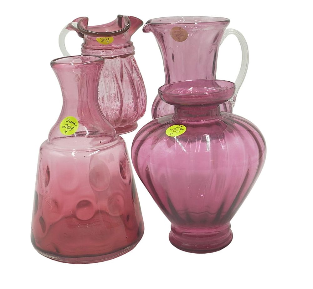 Lot 203: 4 PIECES VINTAGE CRANBERRY GLASS