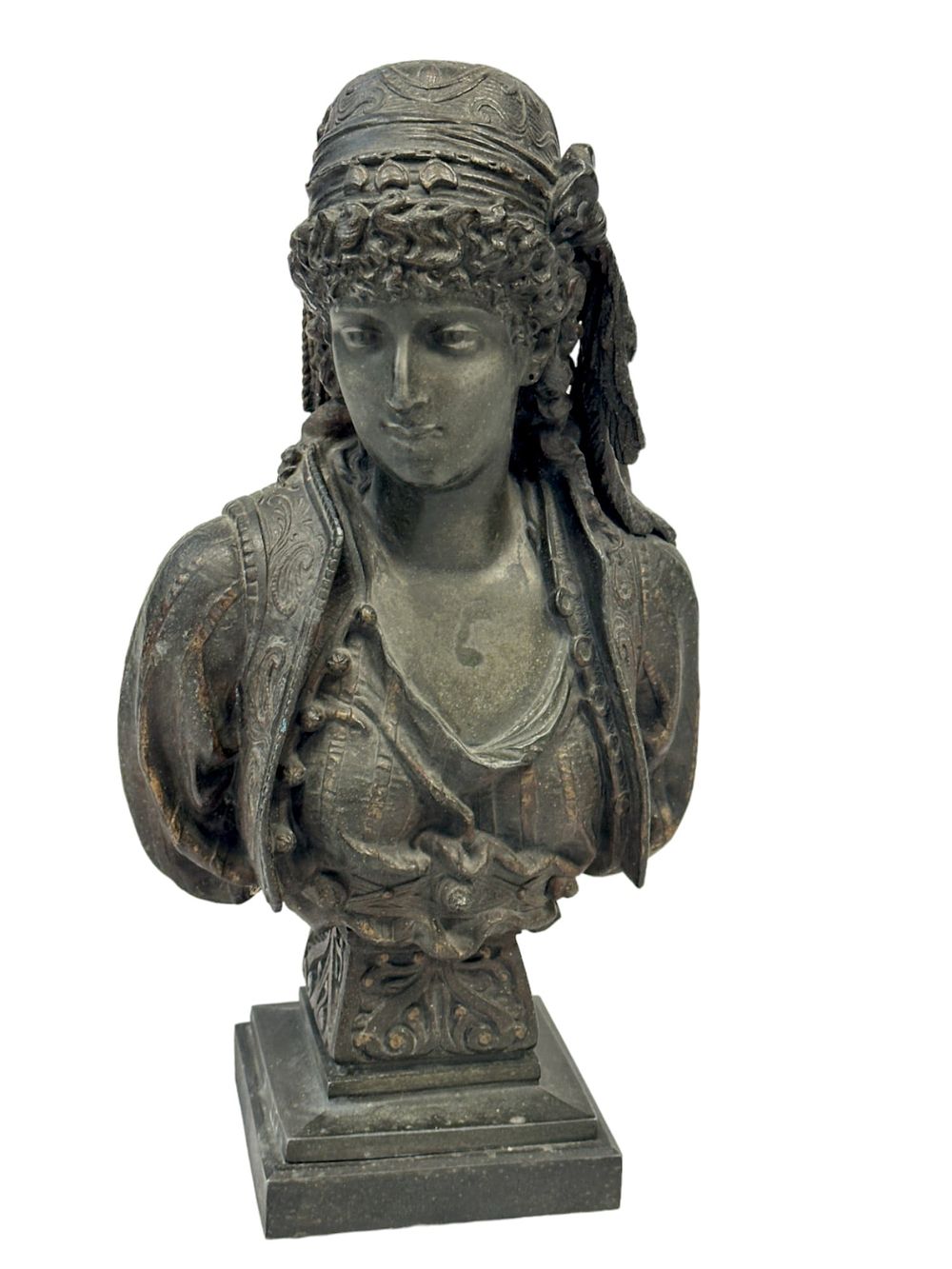 Lot 205: ANTIQUE ORIENTALIST CAST METAL BUST
