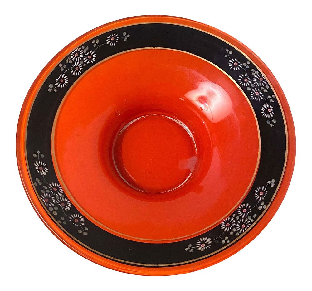 Lot 291: Art Deco Era Czech Orange and Black Console Bowl