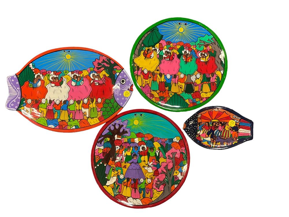 Lot 309: 4 MEXICAN FOLK ART TERRACOTTA WALL HANGINGS