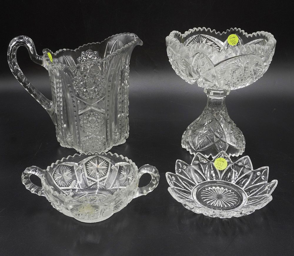 Lot 332: VINTAGE CLEAR BRILLIANT GLASS LOT - 4 PIECES