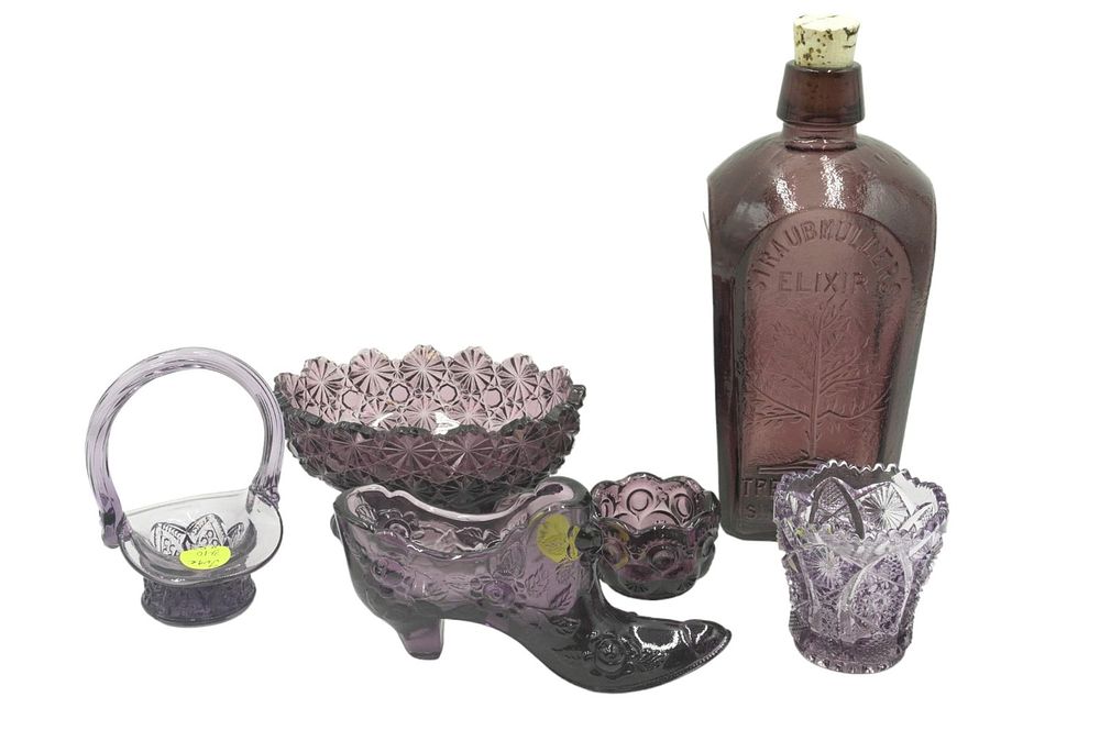 Lot 340: 6 PIECES VINTAGE AMETHYST GLASS