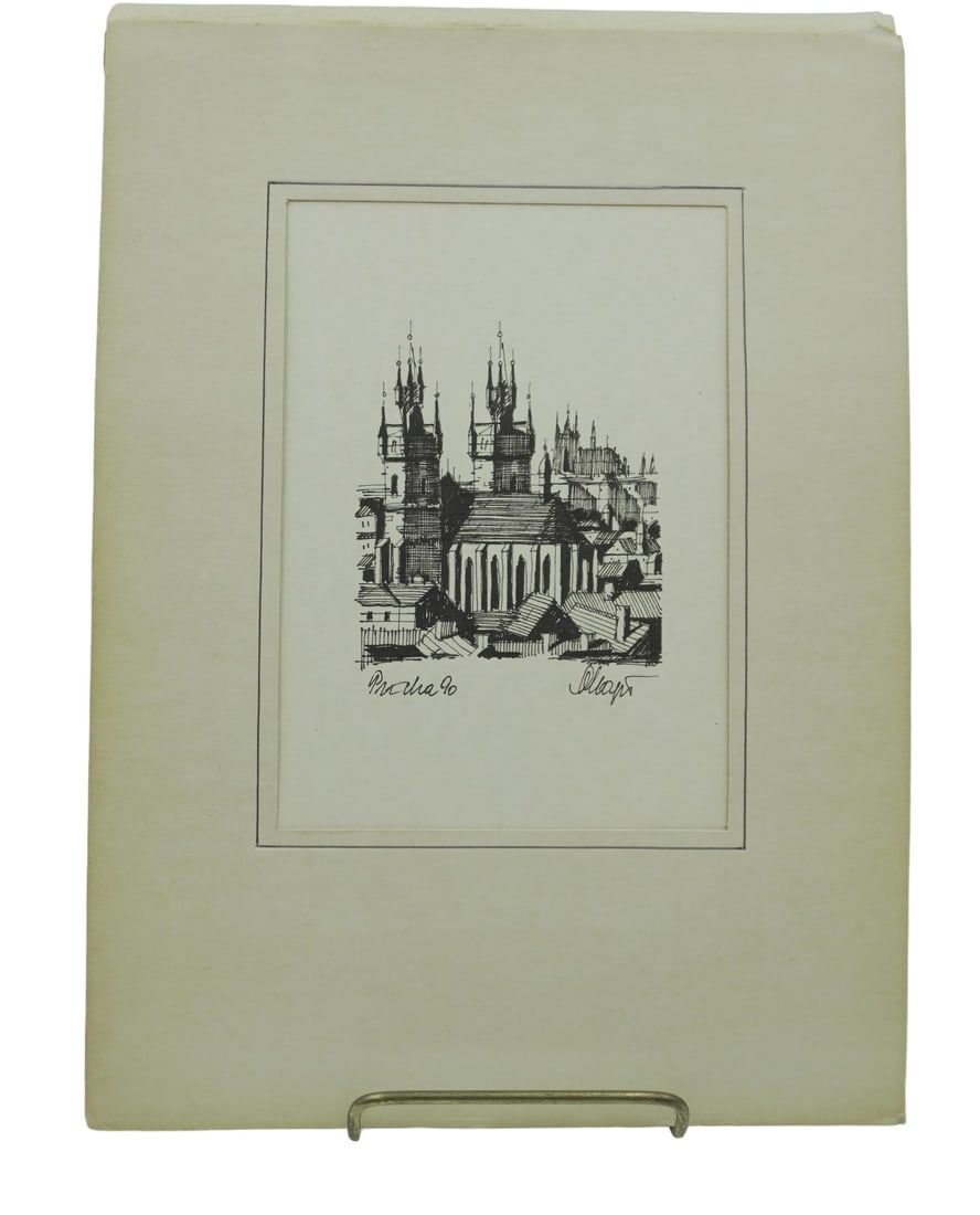 Lot 8: ORIGINAL ARCHITECTURAL PEN & INK PRAGUE