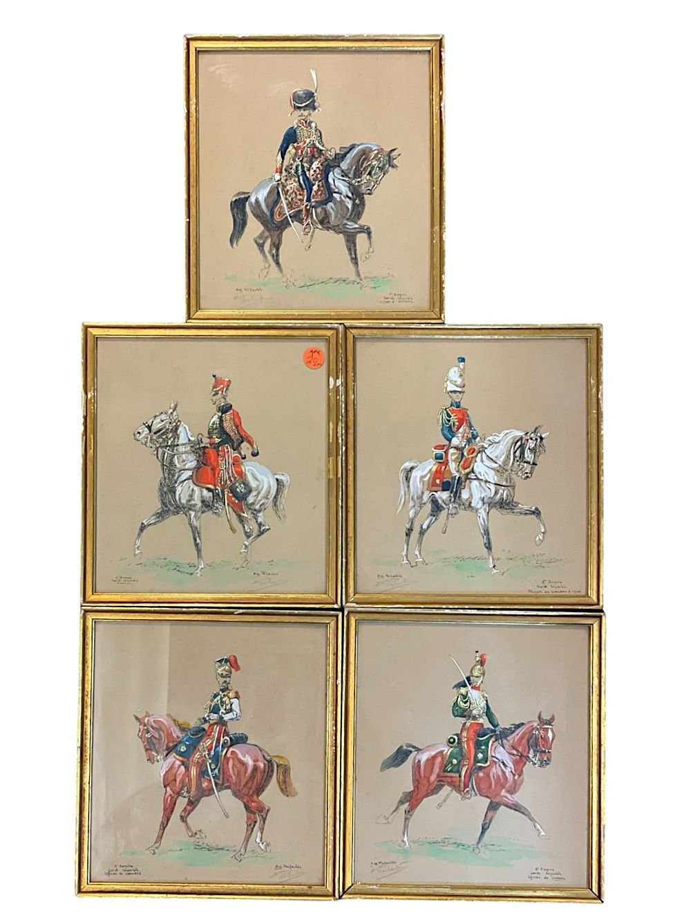 Lot 20: 5 HAND COLORED EUGENE PECHAUBES MILITARY PRINTS