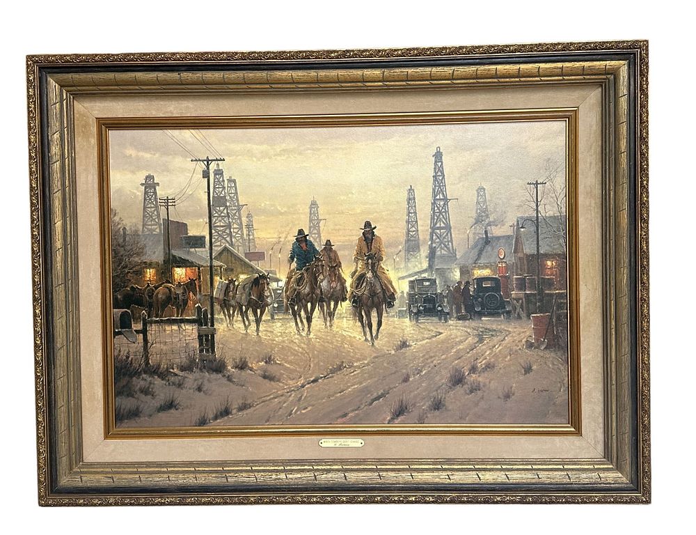 Lot 59: G. HARVEY WHEN COWBOYS DON'T CHANGE CANVAS TRANSFER