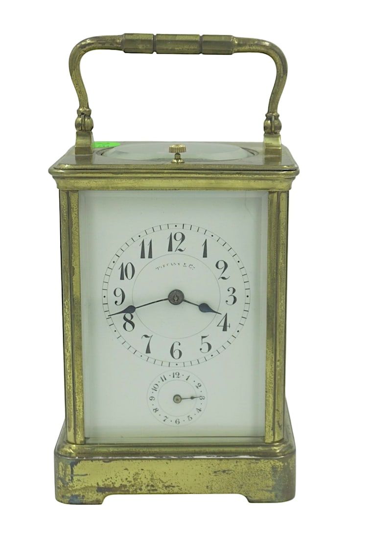 Lot 66: TIFFANY & CO BRASS CARRIAGE CLOCK MID CENTURY