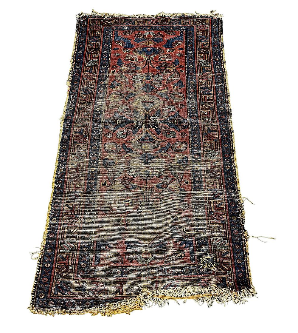 Lot 92: ANTIQUE HAND KNOTTED KURDISH RUG