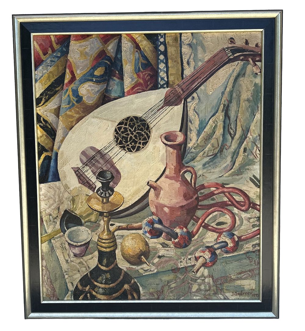 Lot 125: JOHN ANDREEV 1935 MODERNIST STILL LIFE OIL