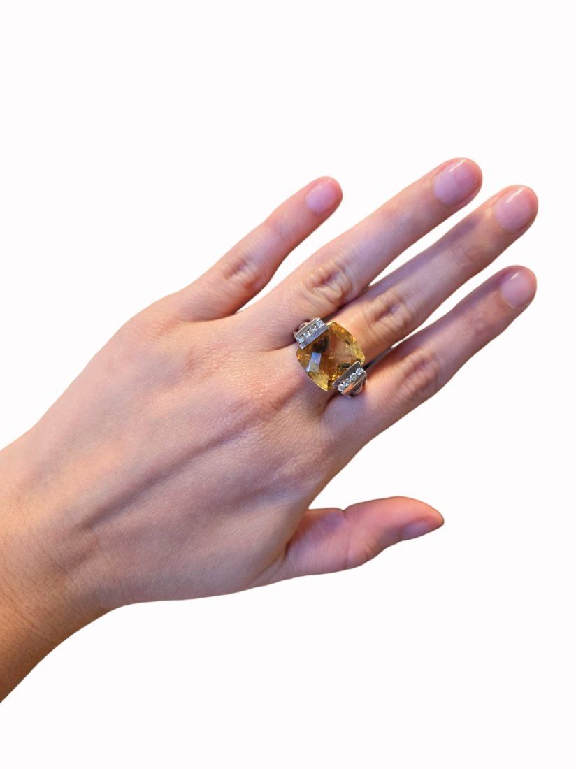 Lot 150: DAVID YURMAN ALBION CITRINE DIAMONDS STERLING RING