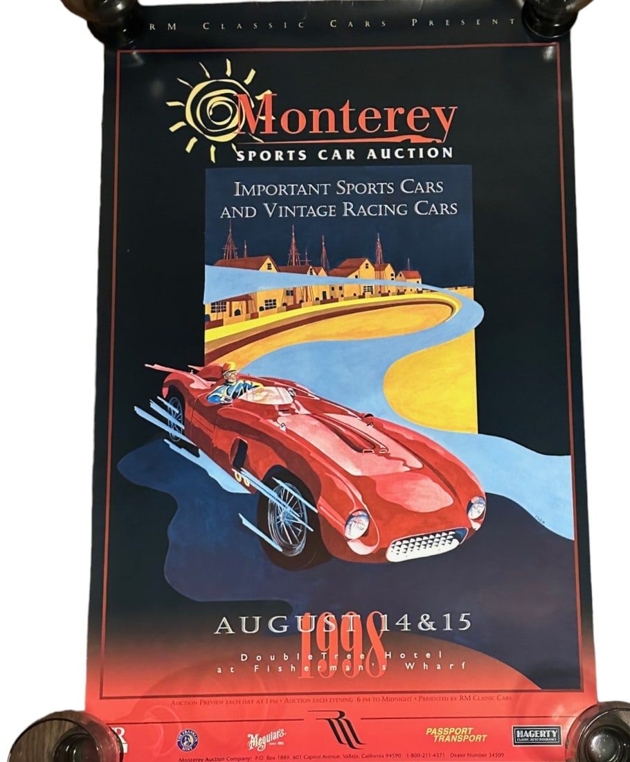 Lot 233: 1998 RICK COLE MONTEREY AUCTION POSTER 1956 FERRARI 500 TESTA ROSSA SCAGLIETTI