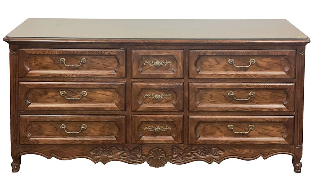 Lot 252: VINTAGE FRENCH COUNTRY TRIPLE DRESSER HICKORY MANUFACTURING