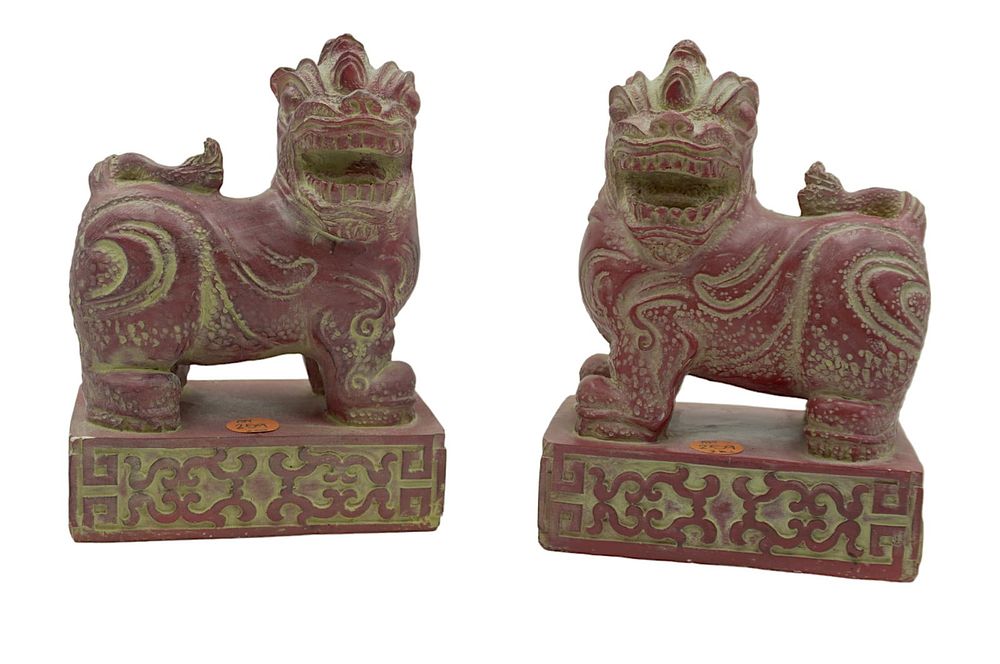 Lot 259: VINTAGE RED FOO DOGS