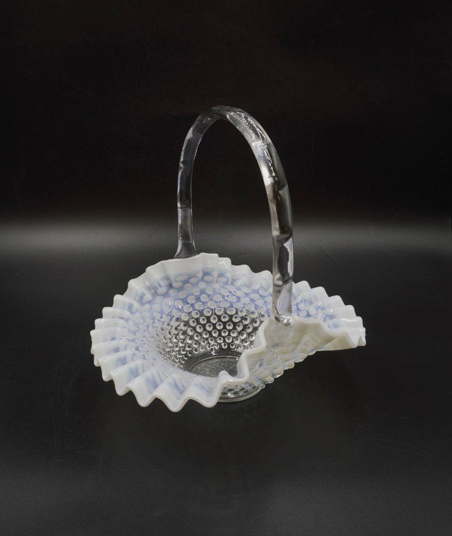 Lot 296: FENTON FRENCH OPALESCENT LARGE BASKET