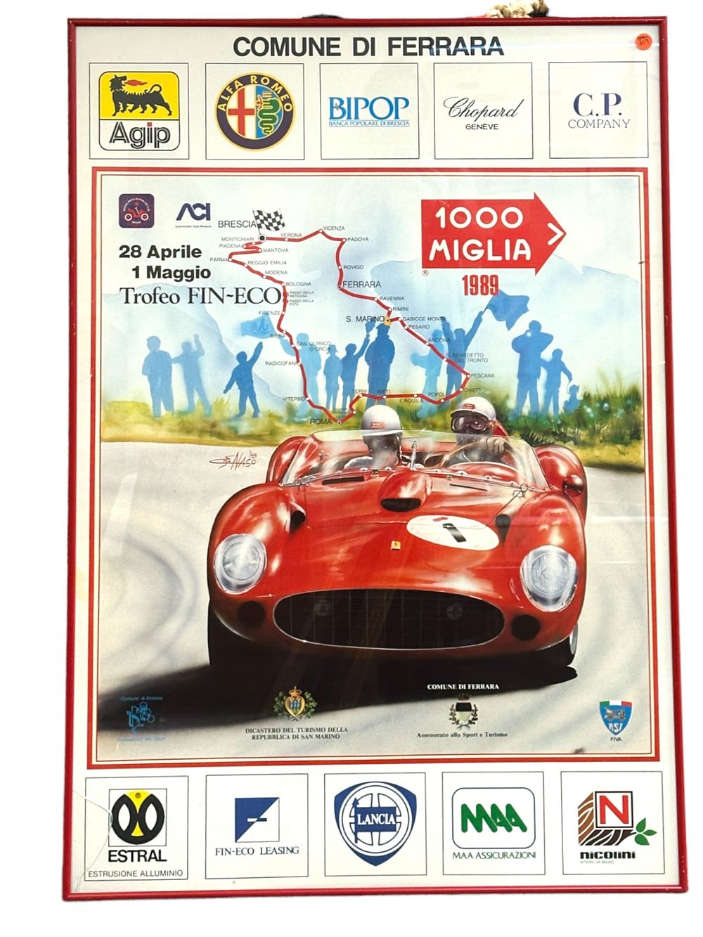Lot 307: 1989 1000 MIGLIA FERRARI RACING POSTER