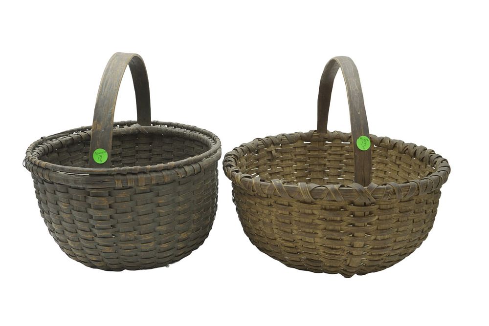 Lot 13: 2 ANTIQUE AMERICAN SPLINT MARKET BASKETS
