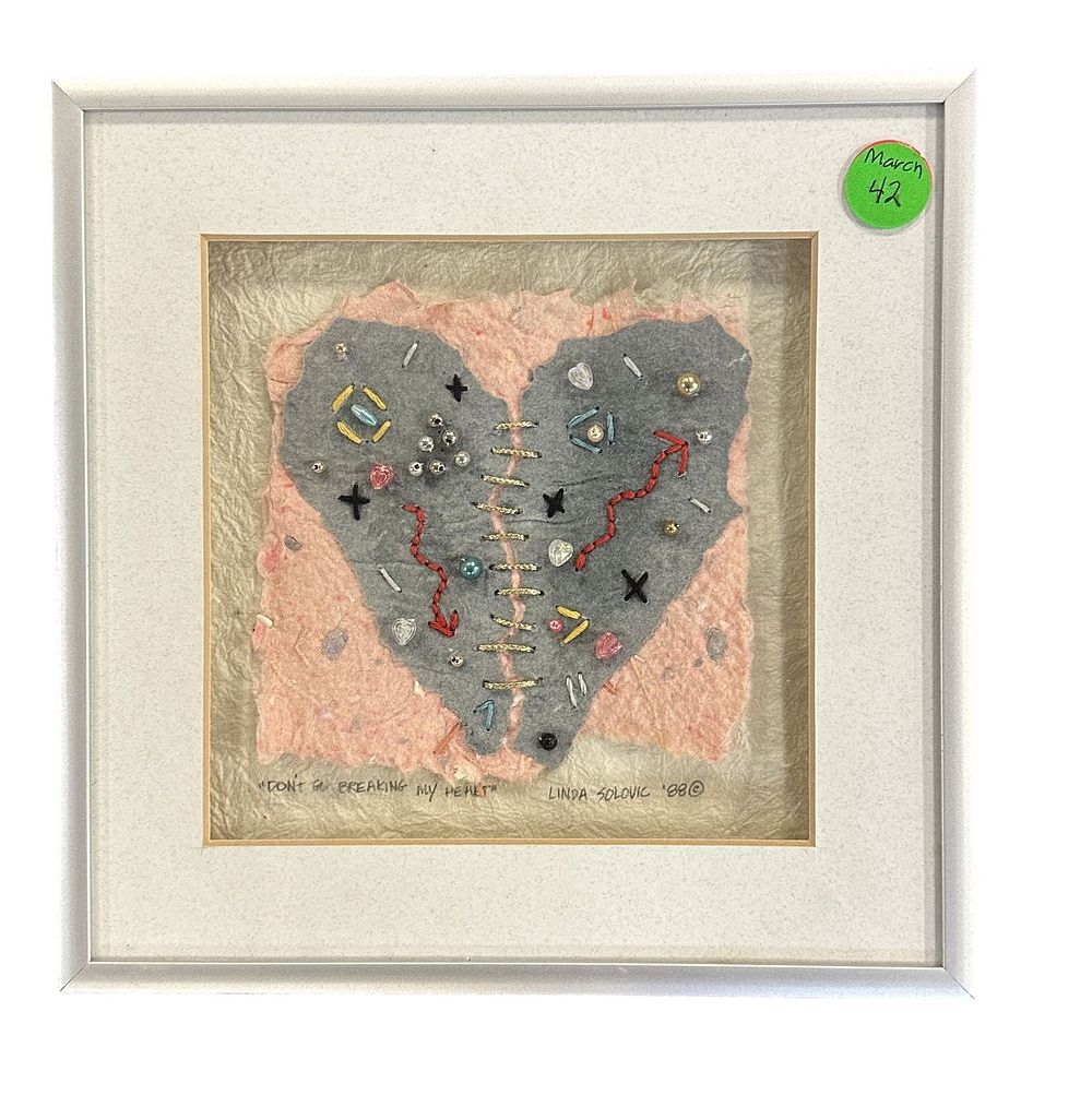 Lot 42: LINDA SOLOVIC MIXED MEDIA HEART