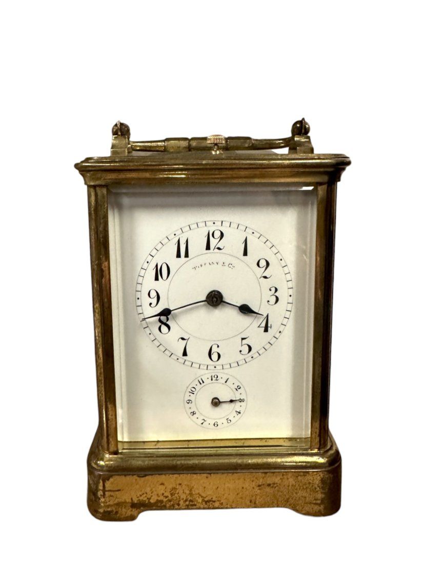 Lot 66: TIFFANY & CO BRASS CARRIAGE CLOCK MID CENTURY