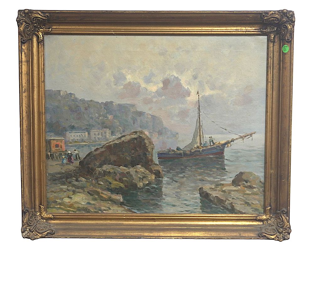 Lot 101: ITALIAN POST IMPRESSIONIST MARITIME ON CANVAS