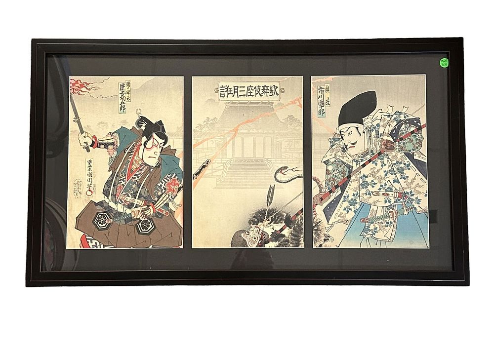 Lot 109: KUNICHIKA (1835-1900) JAPANESE TRIPTYCH WOODBLOCK