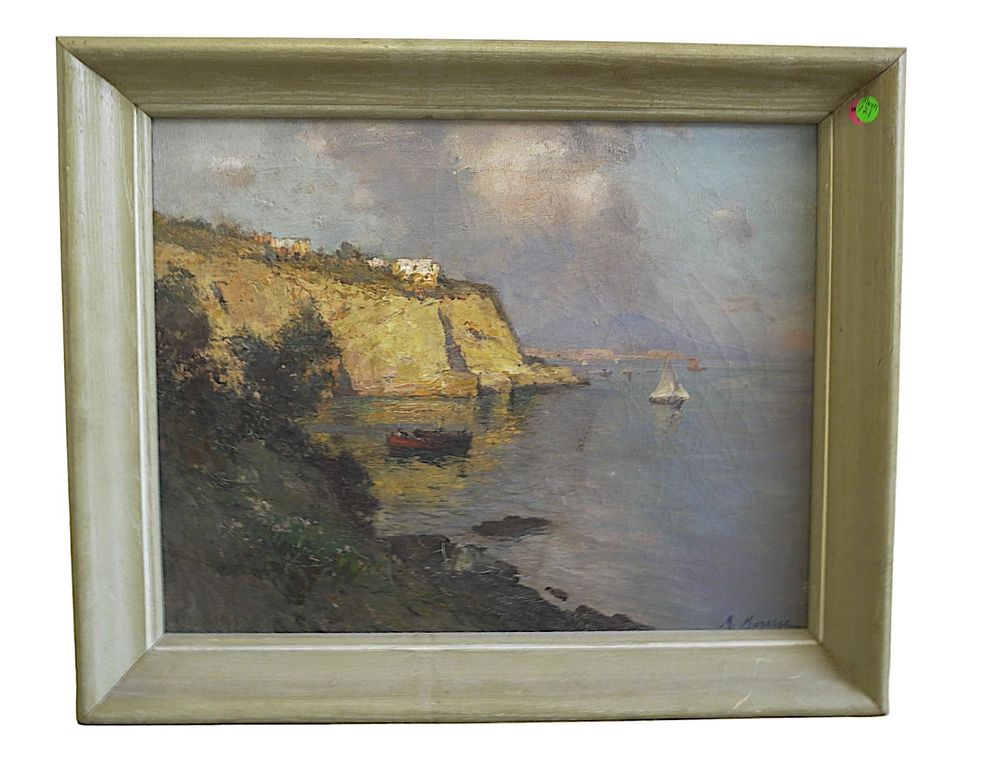 Lot 121: MARIO MARESCA (1877-1959) COASTAL HARBOR OIL PTG