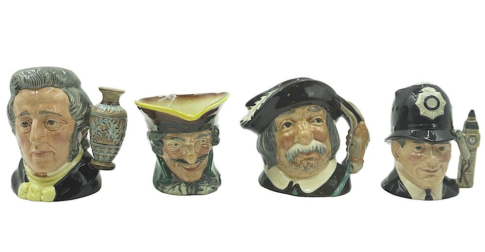 Lot 123: LOT OF 4 VINTAGE TOBY JUGS