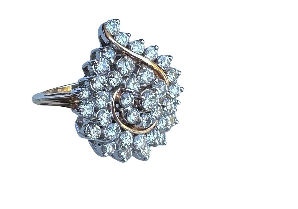 Lot 130: LADIES ESTATE 14k DIAMOND RING 2.25CT SIZE 7