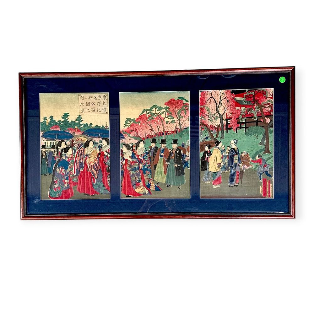 Lot 137: JAPANESE OBAN TRIPTYCH WOODBLOCK HIROSHIGE
