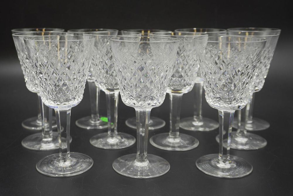Lot 176: 12 WATERFORD CRYSTAL ALANA CLARET WINE GLASSES
